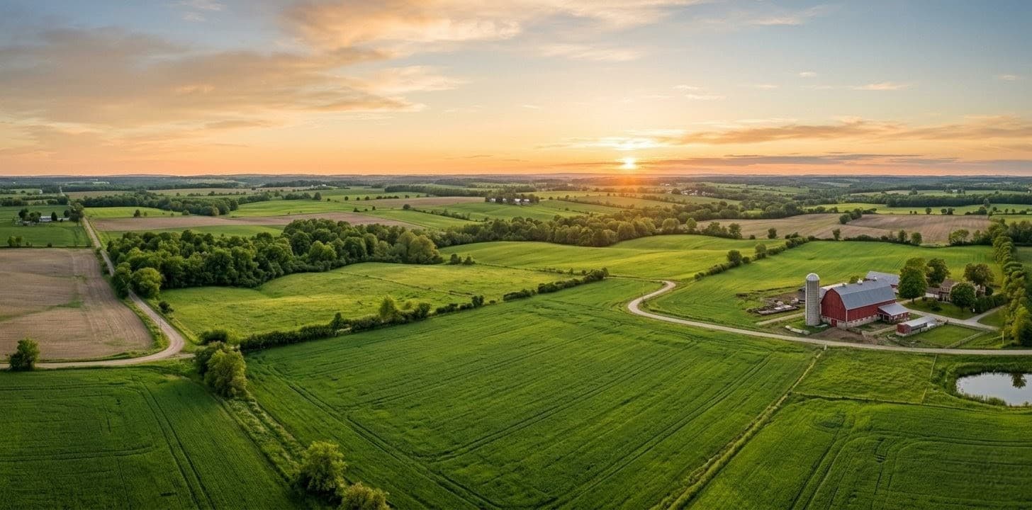Ontario farm landscape at sunset