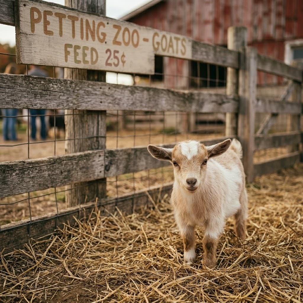 A goat in a petting zoo